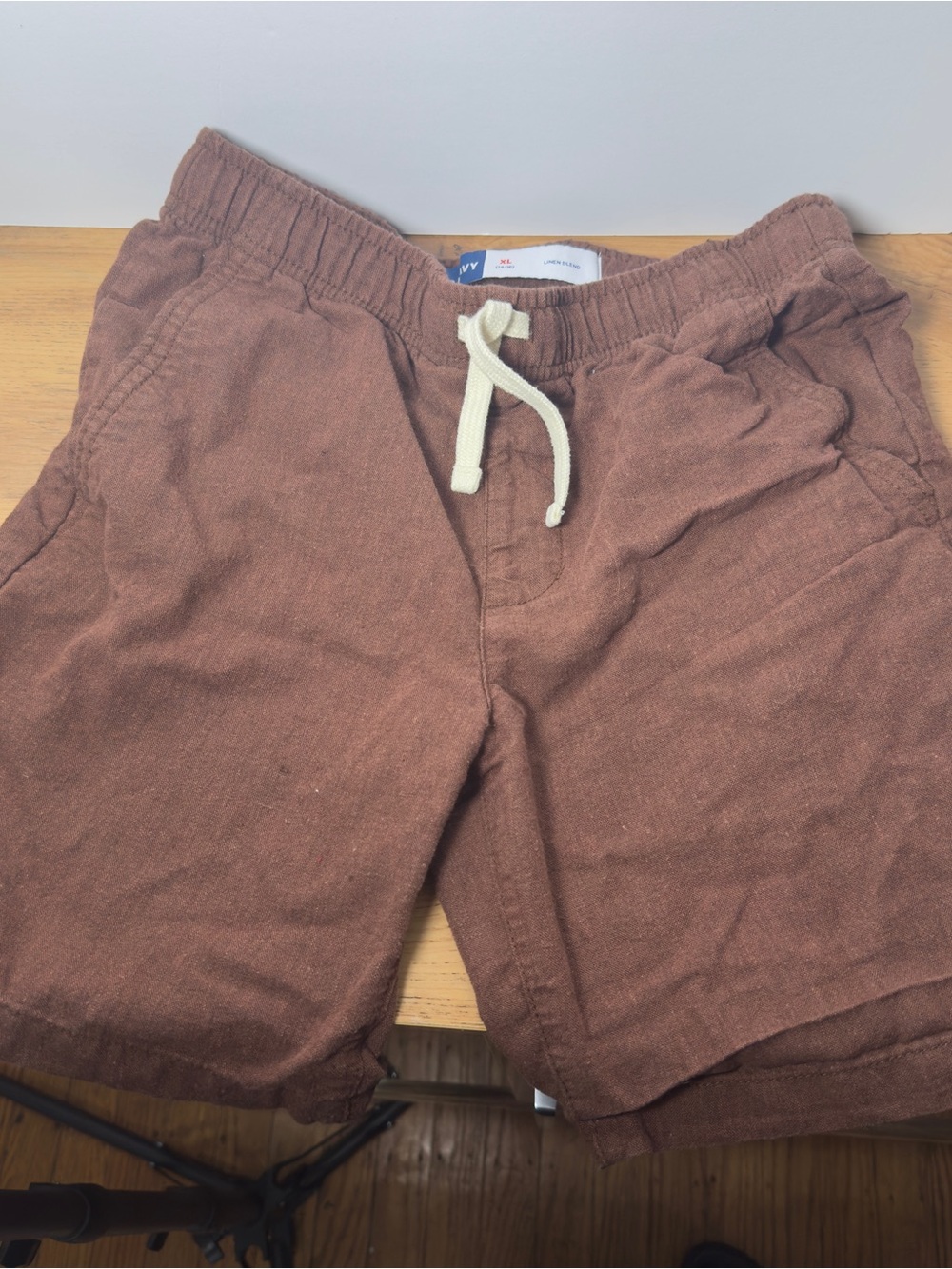Old Navy Kids Brown Linen-Blend Shorts with Drawstring Size XL 14-16
